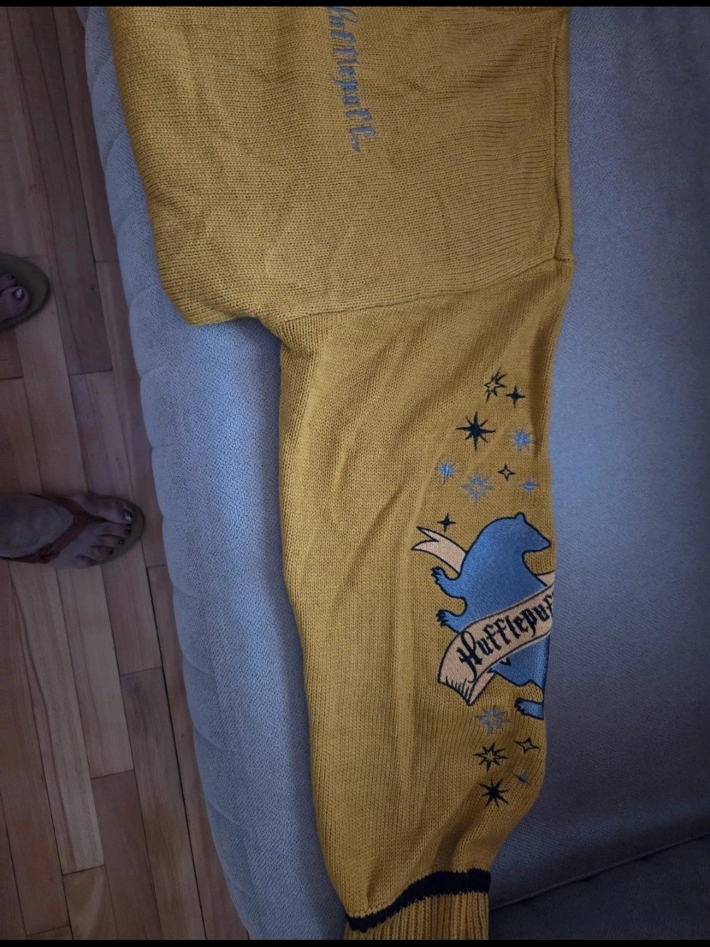 Mustard Yellow Knit Cardigan with Blue Crest Detail